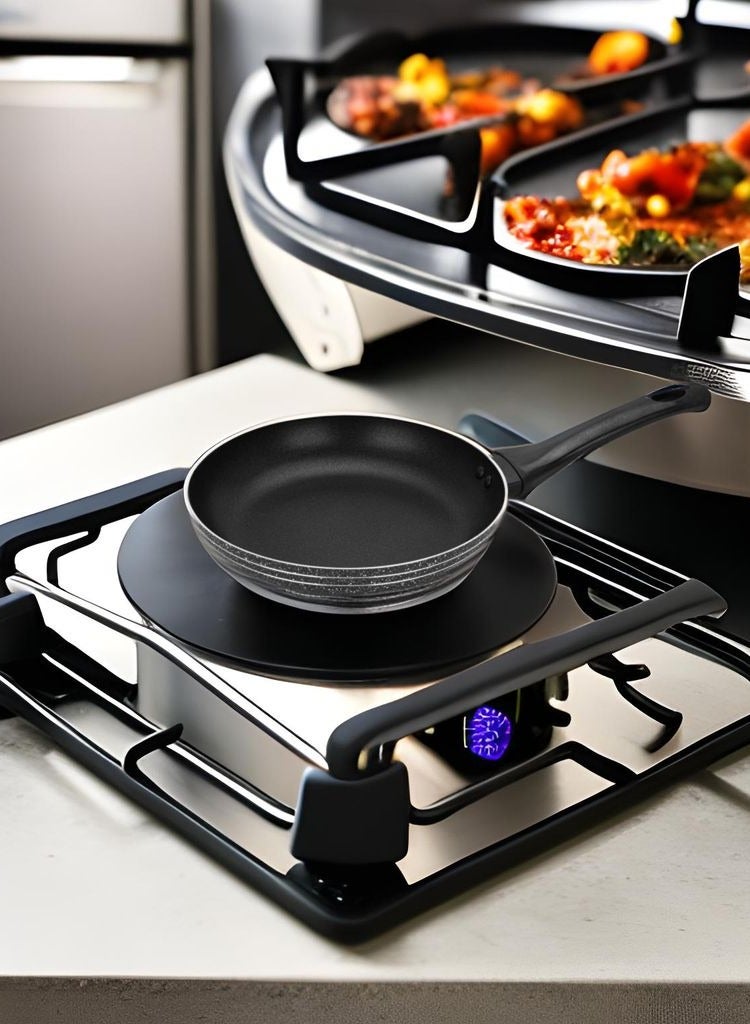 Auroware Non Stick Two pack 20 cm and 24 Cm Round Fry Pan Black Aluminum Durable Three Layer Coating  Induction Cook Bottom Strong Handle Long lasting - Image 4