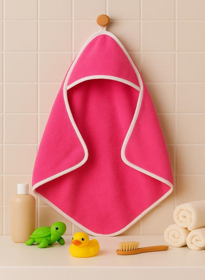 TuddyBuddy 100% Cotton Hooded Terry Towel for Babies/Super Soft Bath Towel for 0 Months - 2 Years Baby - Ideal for Newborn Babies - Pack of 1 - Plain Pink - Image 2