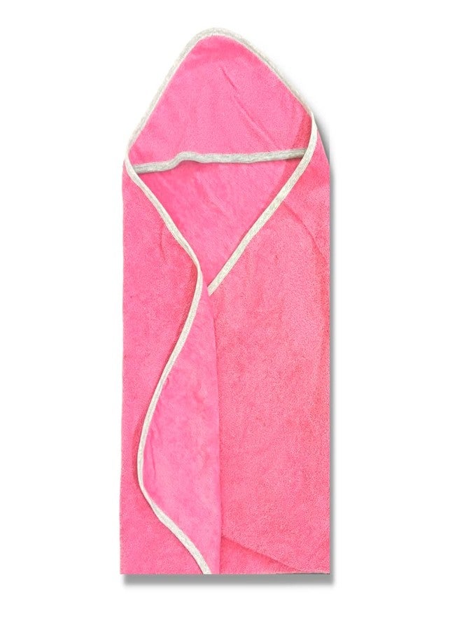 TuddyBuddy 100% Cotton Hooded Terry Towel for Babies/Super Soft Bath Towel for 0 Months - 2 Years Baby - Ideal for Newborn Babies - Pack of 1 - Plain Pink - Image 4