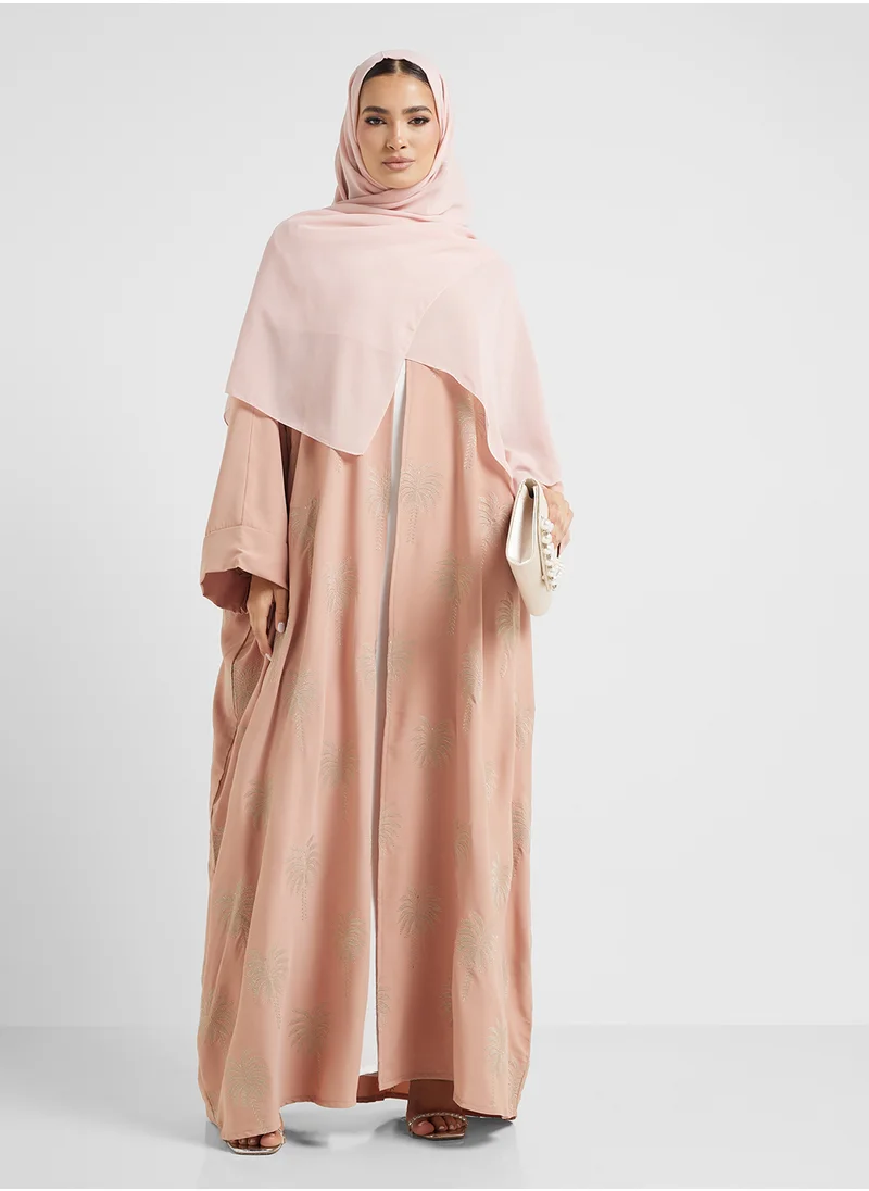 هيا كلوزيت V-Neck Embroidered Flared Sleeve Abaya