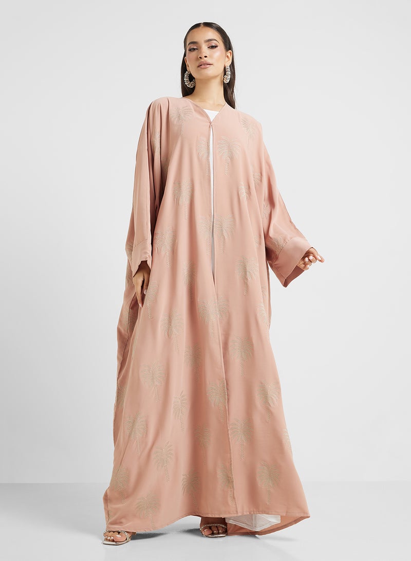 hayas closet V-Neck Embroidered Flared Sleeve Abaya  - Image 5