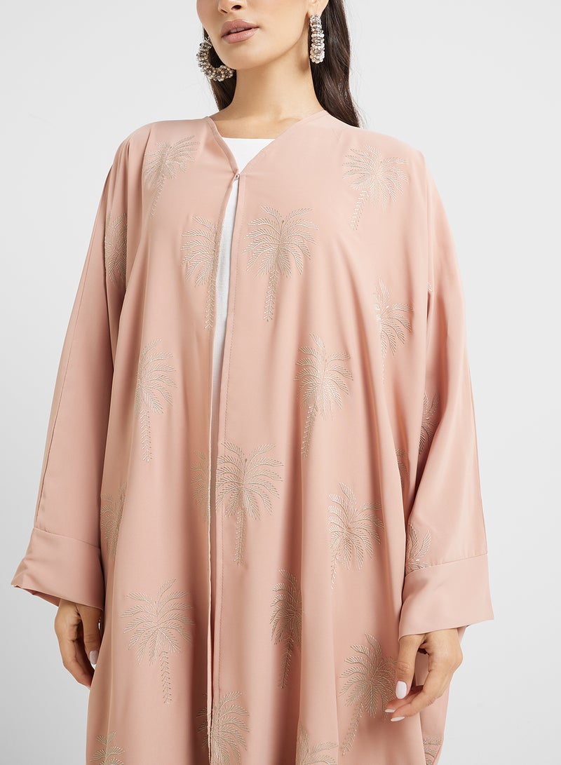 hayas closet V-Neck Embroidered Flared Sleeve Abaya  - Image 3