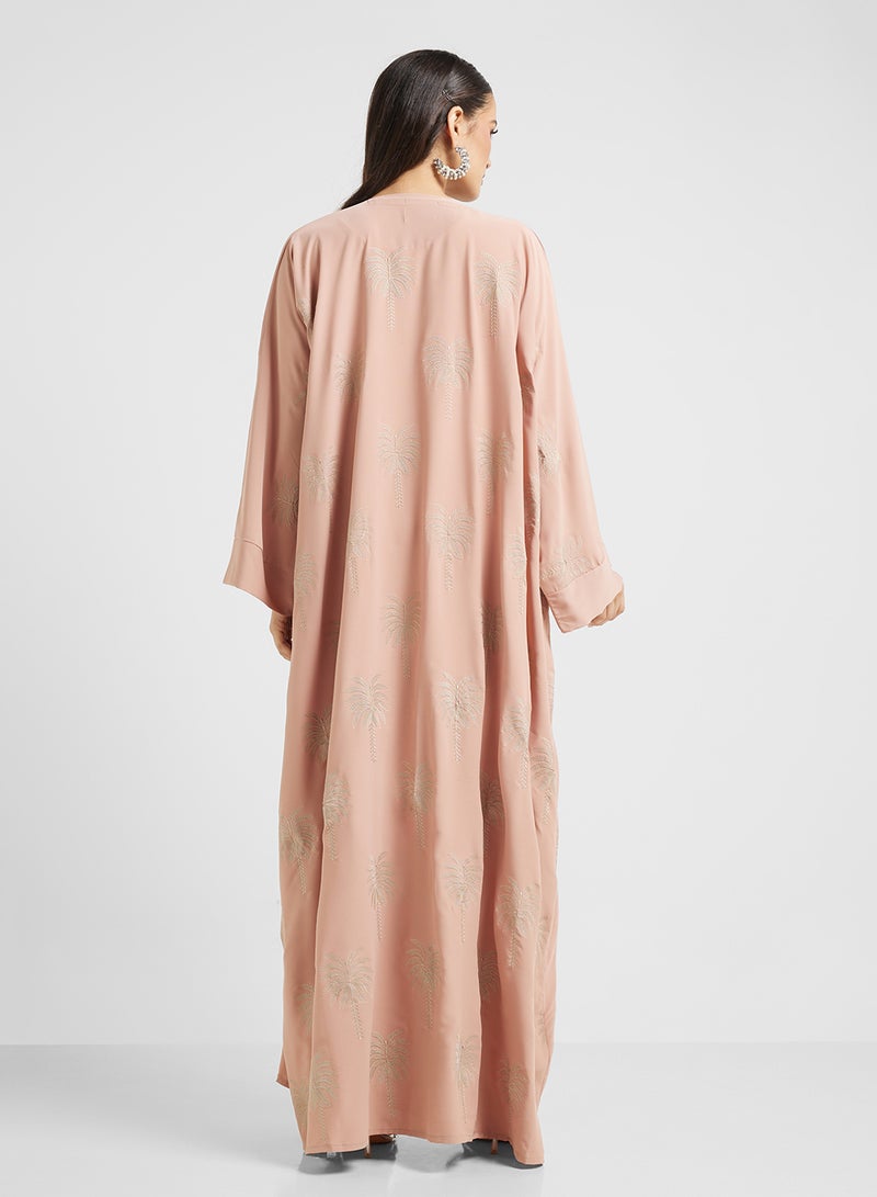 hayas closet V-Neck Embroidered Flared Sleeve Abaya  - Image 2