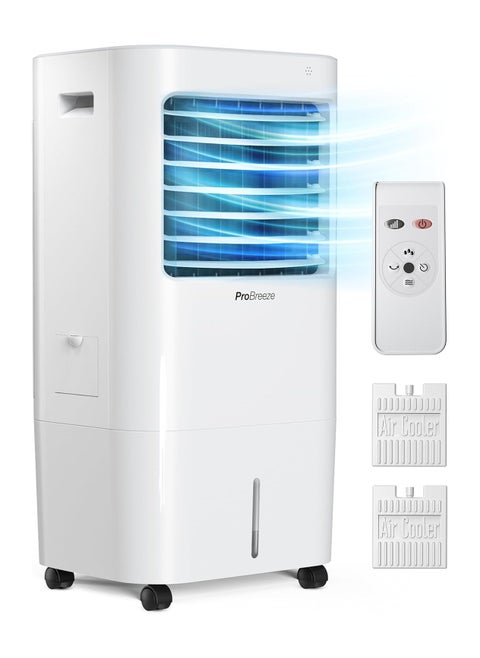 Pro Breeze 4-in-1 Air Cooler with 10 Litre Capacity, Remote Control, 3 Fan Speeds & LED Display. Powerful Evaporative Air Cooler with Built-in 7.5 Hour Timer & Automatic Oscillation for Home & Office