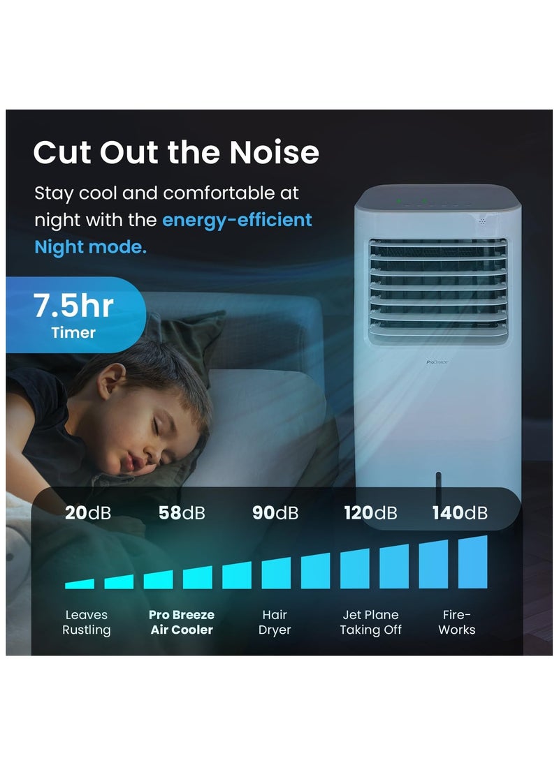 Pro Breeze - Pro Breeze 4-in-1 Air Cooler with 10 Litre Capacity, Remote Control, 3 Fan Speeds & LED Display. Powerful Evaporative Air Cooler with Built-in 7.5 Hour Timer & Automatic Oscillation for Home & Office - Image 1