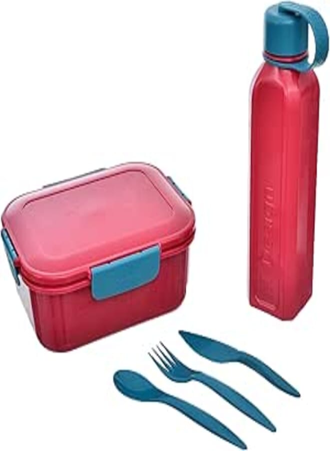 SONIX M-Design Fuchsia/Turquoise Lunch Set 2.1L Box + 800ml Bottle + Dinner Set
