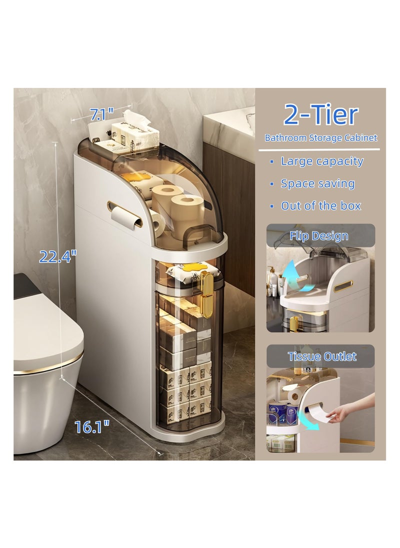 Anmi 2-Tiers Bathroom Storage Cabinet, Narrow Bathroom Cabinet, Plastic Waterproof Bathroom Storage Organizer for Small Spaces, Bathroom, Kitchen, Laundry  - Image 5