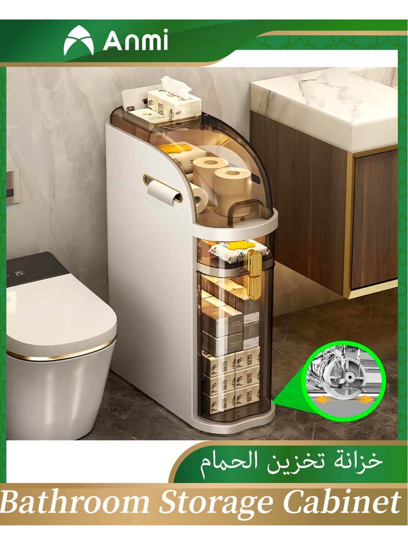 Anmi 2-Tiers Bathroom Storage Cabinet, Narrow Bathroom Cabinet, Plastic Waterproof Bathroom Storage Organizer for Small Spaces, Bathroom, Kitchen, Laundry  - Image 1