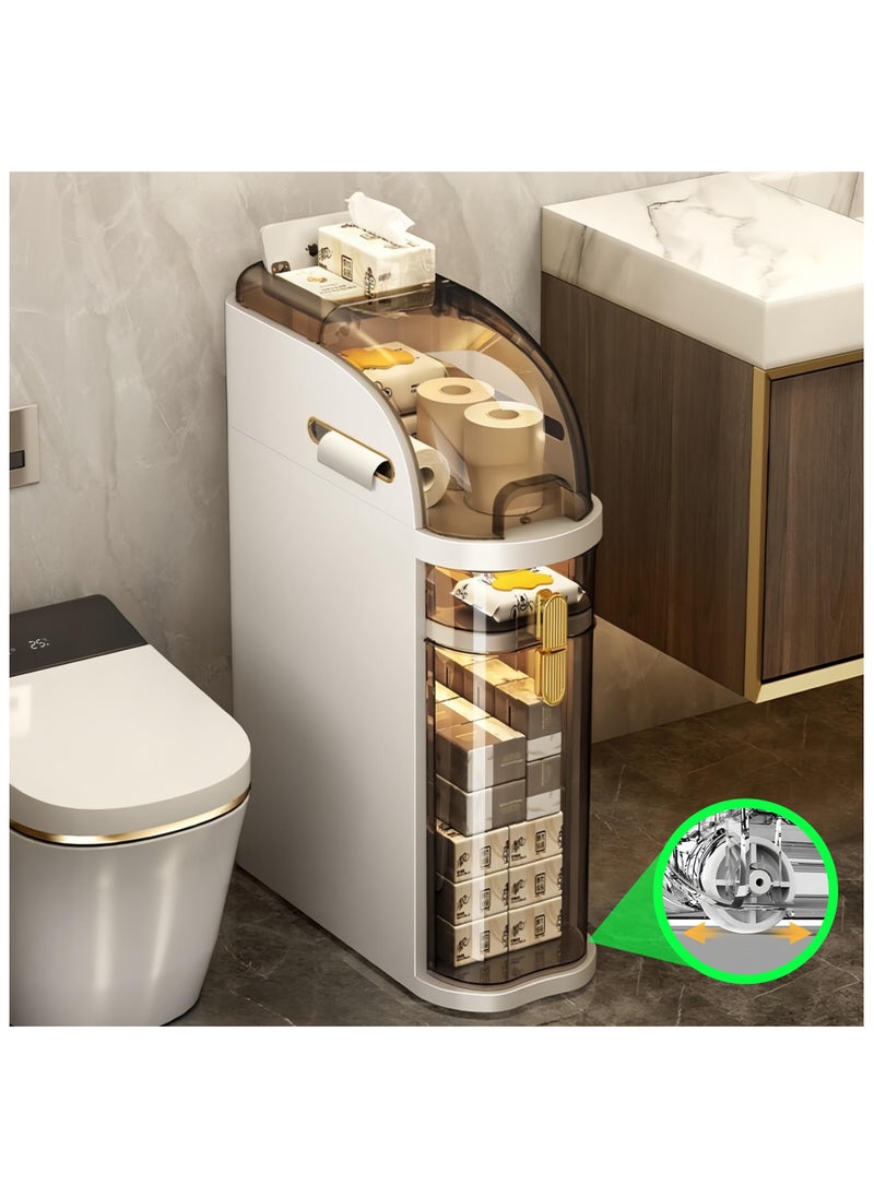 Anmi 2-Tiers Bathroom Storage Cabinet, Narrow Bathroom Cabinet, Plastic Waterproof Bathroom Storage Organizer for Small Spaces, Bathroom, Kitchen, Laundry  - Image 2