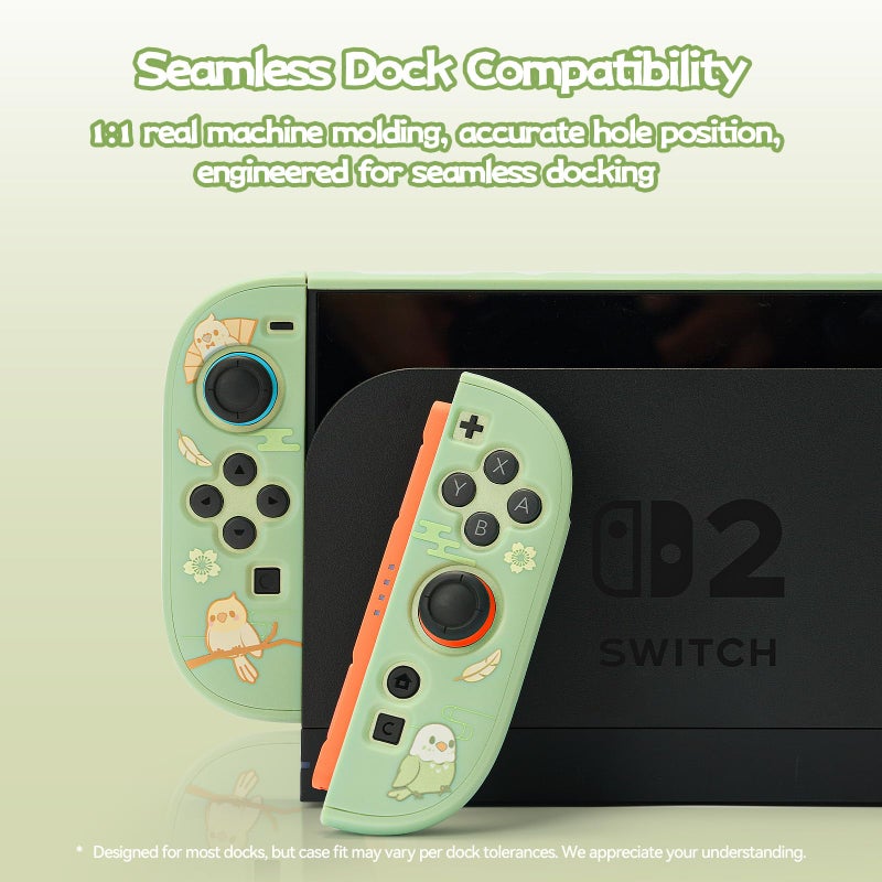 GeekShare Protective Case Compatible with Switch 2, PC Slim Dockable Skin Cover for Switch 2 Console and Game Console - Little Parrots - Image 4