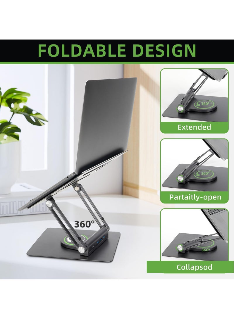 Green Tiger Laptop Docking Station stand,Adjustable 360°Rotation Laptop Dock Stand Laptop Stand,Portable ipad stand 4 in 1 USB C Hub - Image 3