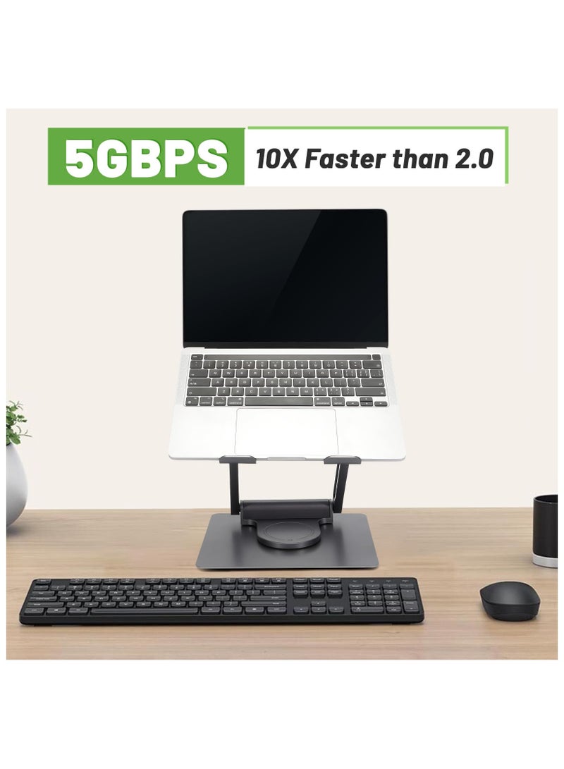 Green Tiger Laptop Docking Station stand,Adjustable 360°Rotation Laptop Dock Stand Laptop Stand,Portable ipad stand 4 in 1 USB C Hub - Image 4