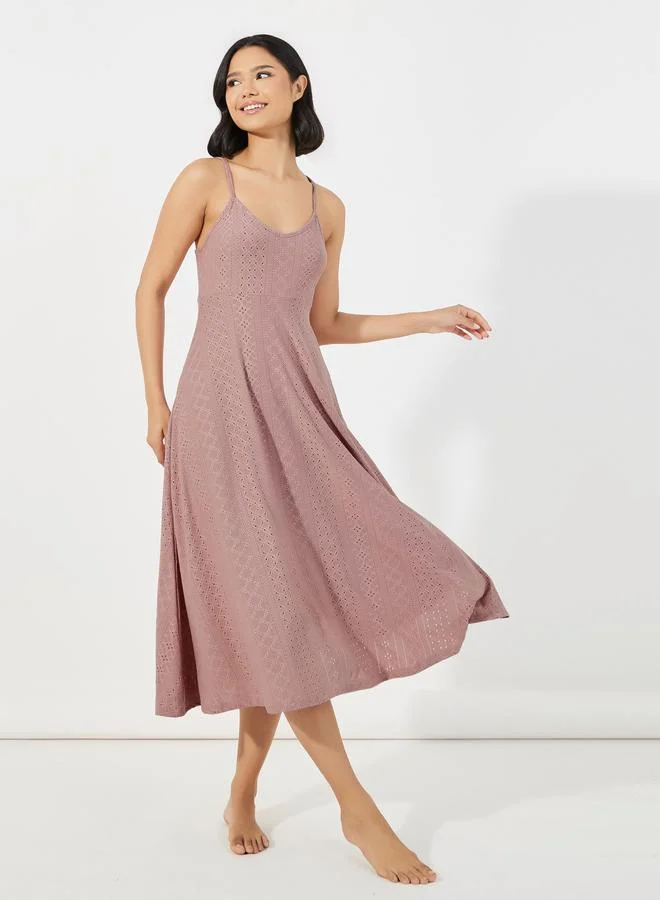Styli Styli Jersey Schiffli Slip Dress