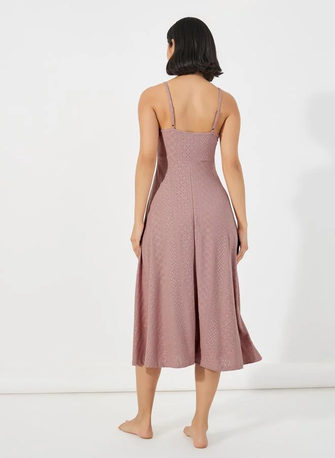 Styli Styli Jersey Schiffli Slip Dress