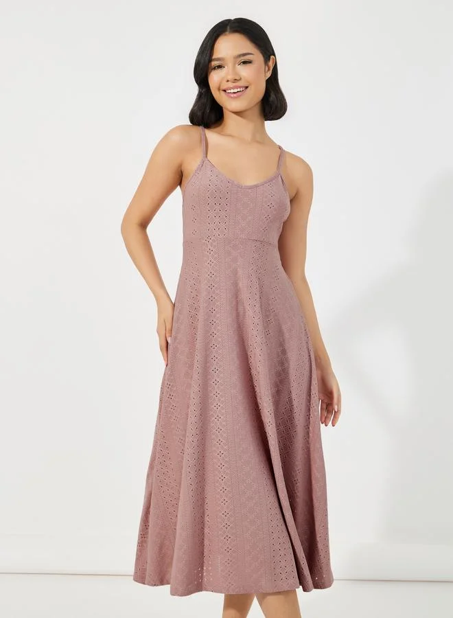 Styli Styli Jersey Schiffli Slip Dress