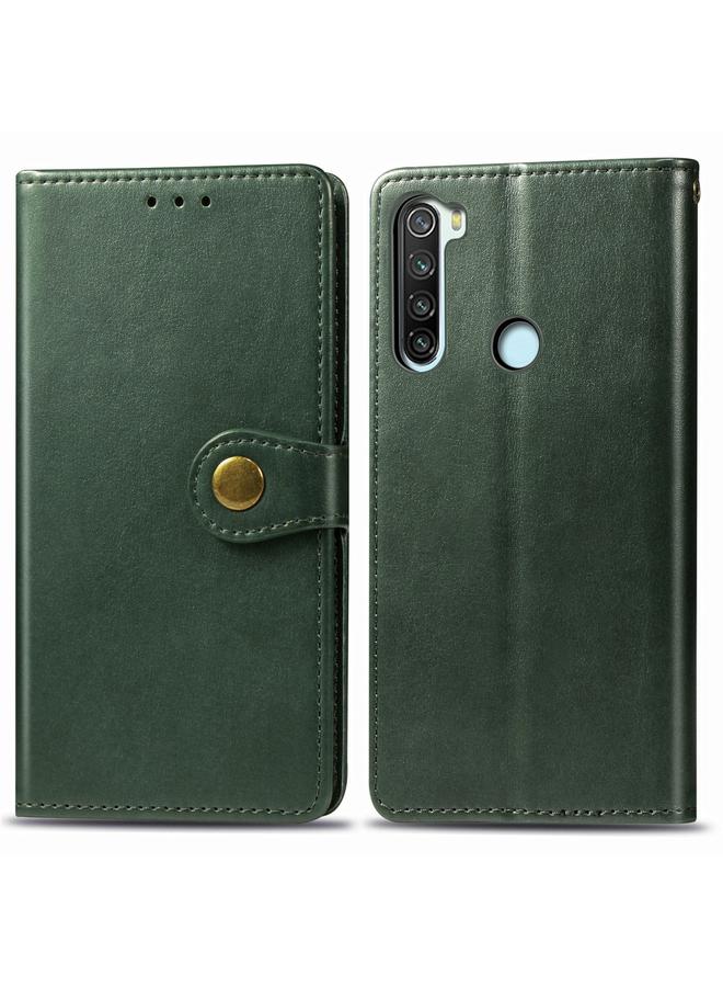 The Bros Case For Xiaomi Redmi Note 8 Retro Solid Color Leather Buckle Phone Case with Lanyard & Photo Frame & Card Slot & Wallet & Stand Function