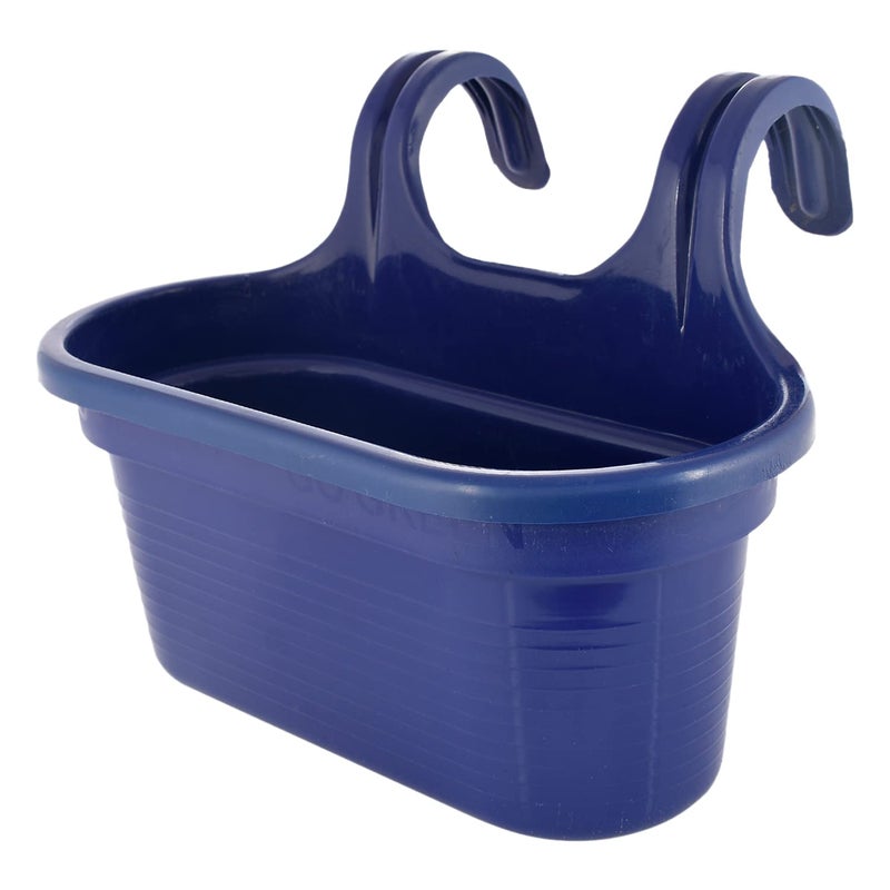 Kuber Industries Hanging Flower Pot|Double Hook Plant Container|Durable Plastic Glossy Finish Pots for Home|Balcony|Garden|12 Inch (Blue) - Image 2