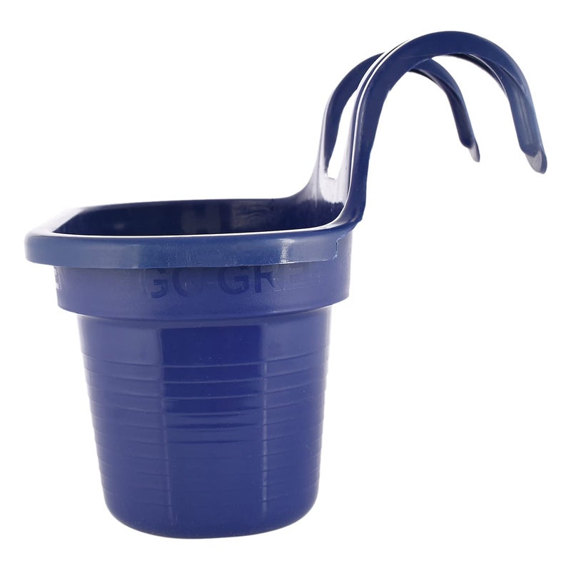 Kuber Industries Hanging Flower Pot|Double Hook Plant Container|Durable Plastic Glossy Finish Pots for Home|Balcony|Garden|12 Inch (Blue) - Image 4