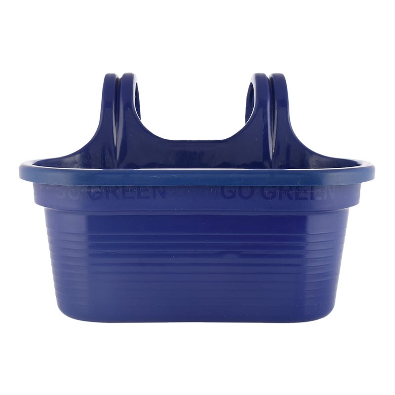 Kuber Industries Hanging Flower Pot|Double Hook Plant Container|Durable Plastic Glossy Finish Pots for Home|Balcony|Garden|12 Inch (Blue) - Image 1
