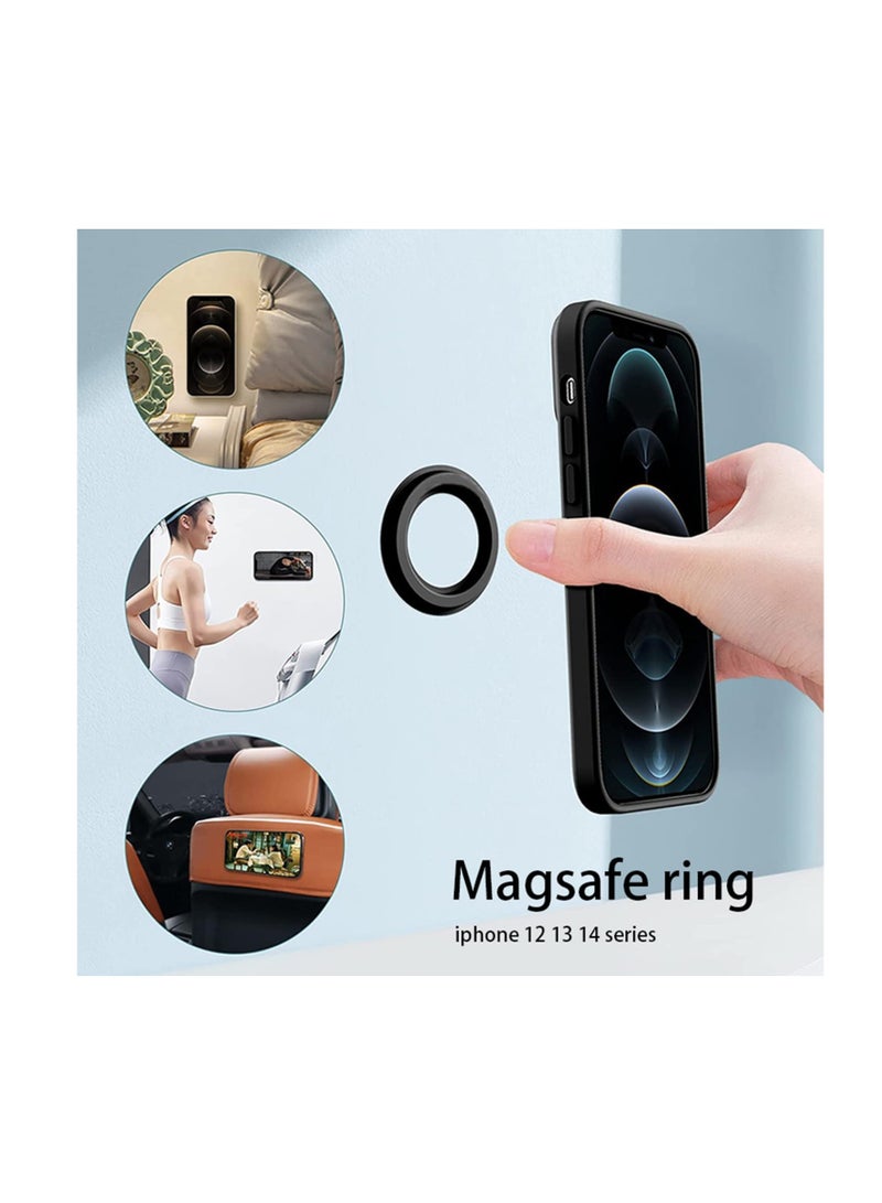 SYOSI Magnetic Ring Holder, for Phone 14 13 12 Magnet Wall Mobile Phone Holder, Magnetic Car Phone Stand, for Magsafe Case, Attached To Various Places Such As Walls (Black 2 Pcs) - Image 3