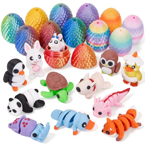 YILCER 24pcs Mini Dragon Eggs Animals Prefilled Easter Eggs Easter Basket EssentialsStuffers Surprise Toy Eggs with Mini Animals Inside Fidget Sensory Toys for Kids - Image 1