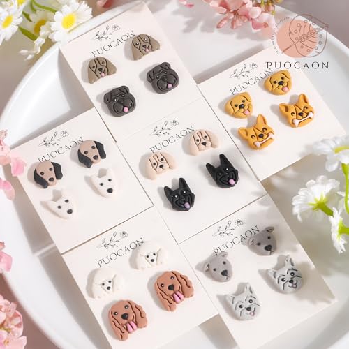 Puocaon Animal Stud Clay Cutters - 12 Pcs Cute Puppy Shape Polymer Clay Earrings, Dogs Clay Cutters for Jewelry Making - Image 2