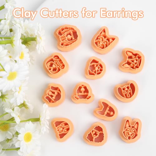 Puocaon Animal Stud Clay Cutters - 12 Pcs Cute Puppy Shape Polymer Clay Earrings, Dogs Clay Cutters for Jewelry Making - Image 4