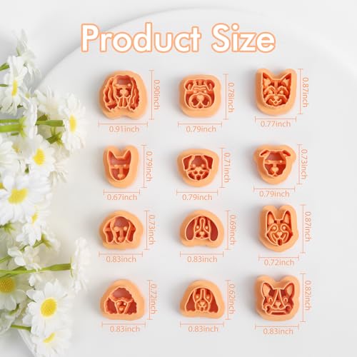 Puocaon Animal Stud Clay Cutters - 12 Pcs Cute Puppy Shape Polymer Clay Earrings, Dogs Clay Cutters for Jewelry Making - Image 3