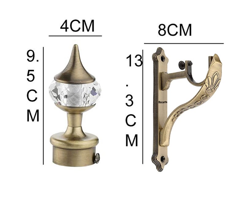Bzcarts Zinc Antique Brass Designer Heavy Curtain Supports for Door and Window Curtain BracketsHolderKnobs for 1 Inch Rod Set of 5 Brass Antique - Image 2