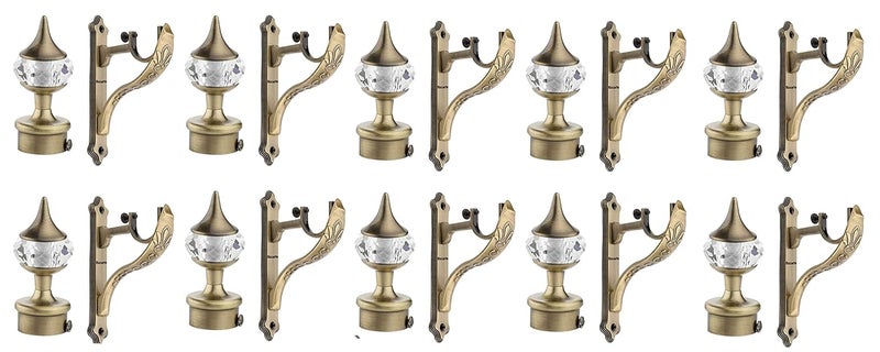 Bzcarts Zinc Antique Brass Designer Heavy Curtain Supports for Door and Window Curtain BracketsHolderKnobs for 1 Inch Rod Set of 5 Brass Antique - Image 1