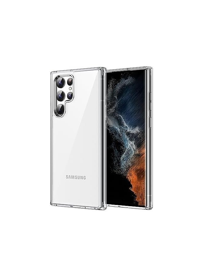 جي تيك حافظة لهاتف Galaxy S22 Ultra 5G مقاس 6.8 بوصة، غطاء هاتف واقٍ مقاوم للصدمات غير أصفر اللون، ظهر صلب مضاد للخدش من البولي كربونات (شفاف) - Image 1