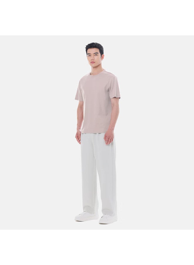 Markless Pure Cotton Skin-friendly T-shirt, Men's Solid Color Short-sleeve Undershirt 5630, Light Pink, L - Image 1