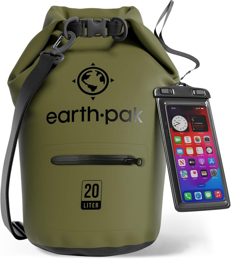 Earth Pak حقيبة جافة مقاومة للماء مع جيب بسحاب - حقيبة ظهر جافة مقاومة للماء تحافظ على المعدات جافة - Image 1