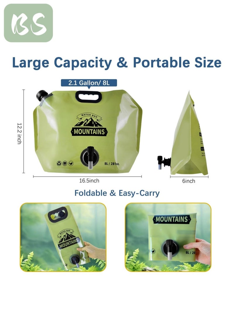 بي إس حقيبة تخزين مياه قابلة للطي للتخييم (8 لتر) | مع صنبور قابل للتعديل | مواد آمنة على الطعام، خالية من مادة BPA | قابلة لإعادة الاستخدام | تصميم قابل للطي والحمل يوفر مساحة التخزين | مصممة للمغامرات الخارجية والاستخدام العائلي، سهلة التعامل مع السفر والمشي لمسافات طويلة. - Image 2