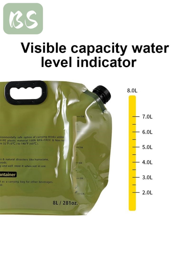 بي إس حقيبة تخزين مياه قابلة للطي للتخييم (8 لتر) | مع صنبور قابل للتعديل | مواد آمنة على الطعام، خالية من مادة BPA | قابلة لإعادة الاستخدام | تصميم قابل للطي والحمل يوفر مساحة التخزين | مصممة للمغامرات الخارجية والاستخدام العائلي، سهلة التعامل مع السفر والمشي لمسافات طويلة. - Image 4