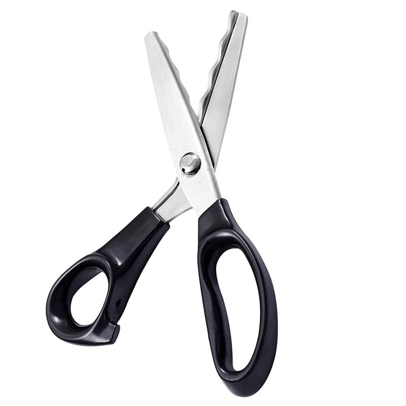 Professional Pinking Shears Comfort Grip Handle Stainless Steel Dressmaking Scissors Sewing Art Craft Cut Tool Serrated and Scalloped Blade Cutting Scissor for Fabric Decoration Scalloped 18mm