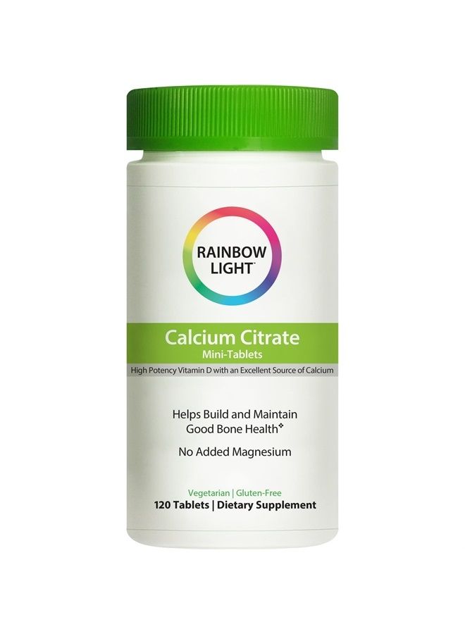 Rainbow Light Calcium Citrate Mini-Tabs - Food-Based Calcium Supplement Supports Calcium Absorption, Bone and Tooth Health; 800 IU Vitamin D3, 800mg Calcium; Vegetarian and Gluten-Free - 120 Tablets - Image 1