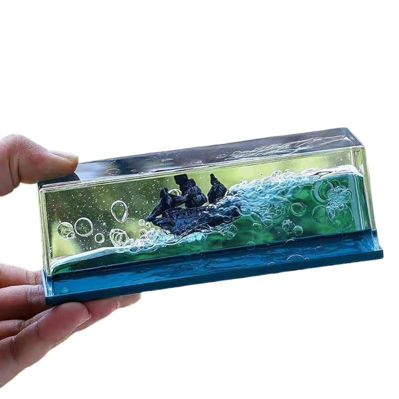 ZEshops ZEshops Ghost Ship Black Pearl Ship in A Bottle Fluid Liquid Drift Bottle Living Room Decoration Acrylic Gift Floating Boat Home Decor 