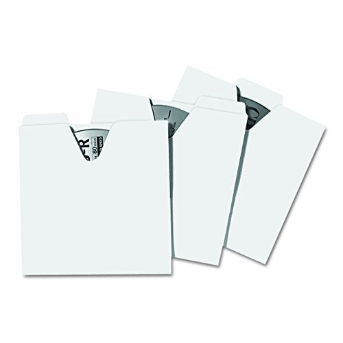Vaultz CD Sleeves - Pack of 100 Thin CD and DVD Sleeve File Folders for Preservation & Organizing w/Thumb Notch, Perfect for CD Sleeve Storage Boxes - White - Image 3
