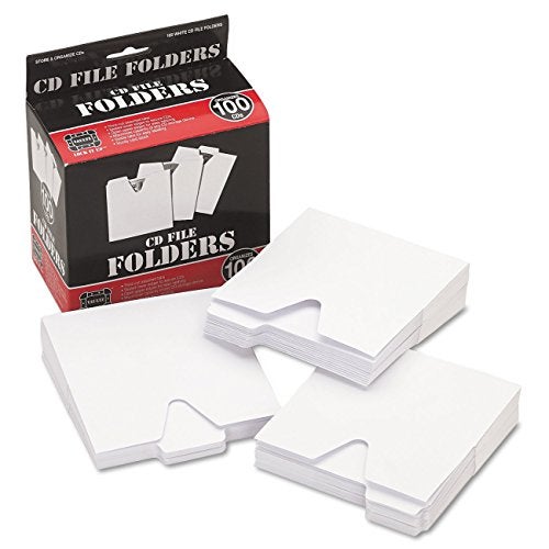 Vaultz CD Sleeves - Pack of 100 Thin CD and DVD Sleeve File Folders for Preservation & Organizing w/Thumb Notch, Perfect for CD Sleeve Storage Boxes - White - Image 1
