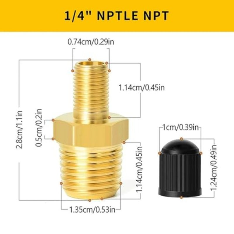 2 حزمة من محول منفاخ الإطارات النحاسي 1 4 بوصة NPT ذكر إلى صمام شريدر ذكر مستقيم توصيل سيارة شاحنة دراجة دراجة نارية ضاغط الهواء خرطوم ملحق أداة - Image 2
