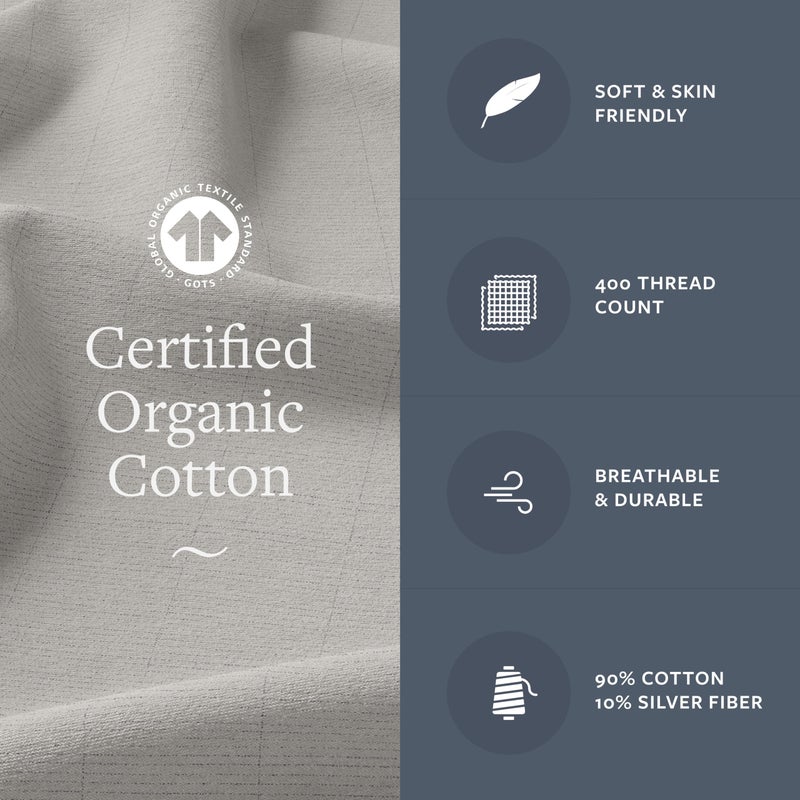 GroundLuxe GroundLuxe Organic Fitted Grounding Sheet in Light Gray for a King Size Bed  - Image 2