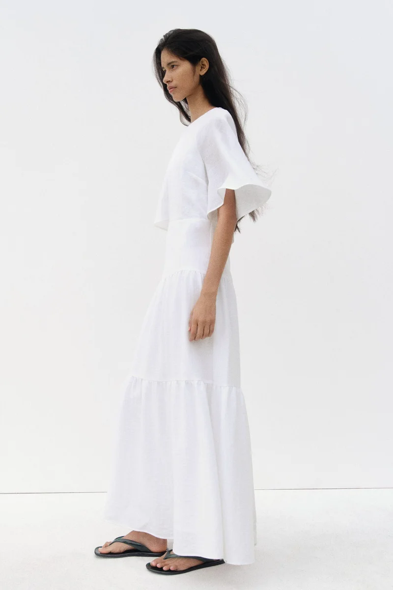H&M  Tie-detail tiered dress for Women | Best Price UAE