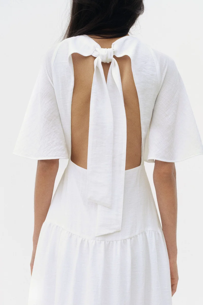 H&M  Tie-detail tiered dress for Women | Best Price UAE