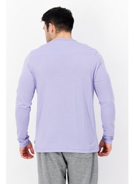 French Connection Men Crew Neck Long Sleeve Brand logo T-Shirt, Lilac  - Image 4