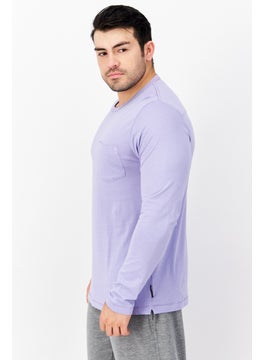 French Connection Men Crew Neck Long Sleeve Brand logo T-Shirt, Lilac  - Image 2