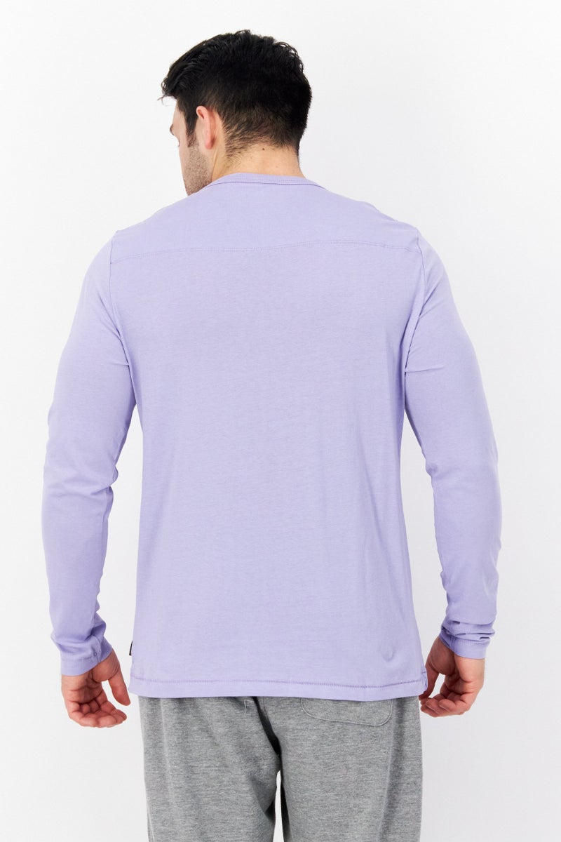 Men Crew Neck Long Sleeve Brand logo T-Shirt, Lilac