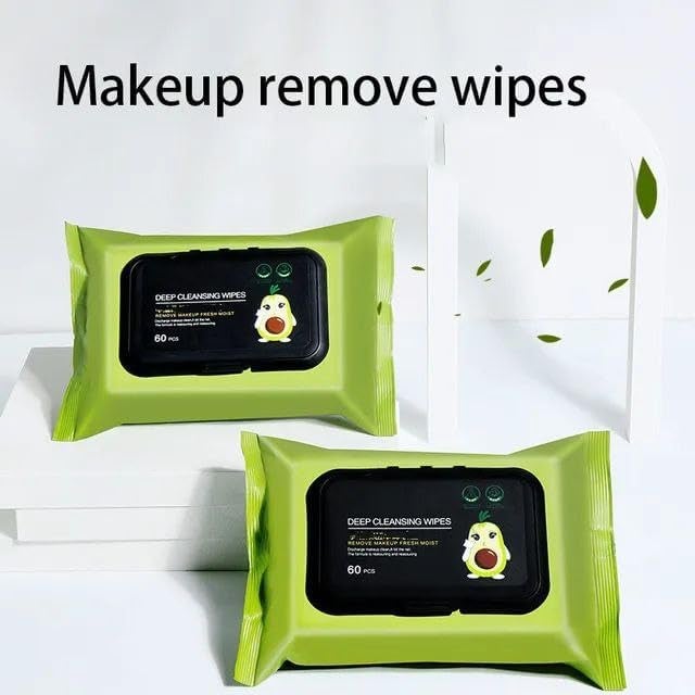 Avocado Moisturizing Deep Cleasing Wipes Makeup Remover Facial Wipes Cucumber Vitamin E Makeup Remover Wipes Hydrating Refreshing Soothing Makeup Wipes - Image 3