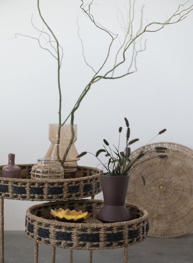 بلومينج فيل حامل شموع صغير من الزجاج ملفوف بالخيزران من بلومينغفيل مع مزهرية بمقبض، 5 بوصات طول × 5 بوصات عرض × 4 بوصات ارتفاع، طبيعي، AH2300 - Image 3