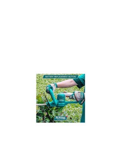 TOTAL Super Total 20V Lithium-Ion Cordless Hedge Trimmer with 460mm Blade - Includes Safety Goggles, Gloves, with Rechargeable Battery & Charger for Effortless Hedge Clipping, Grass Trimming, Pristine Landscaping and Easy Yard Maintenance  - Image 2